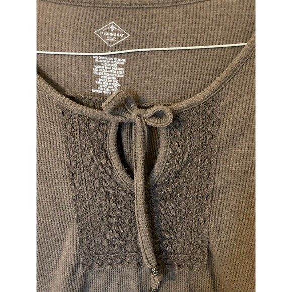 St Johns Bay Women Henley Top Size L Olive Green - Picture 3 of 4